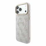 Guess PU Leather 4G Gold Frame Embossed MagSafe Zadní Kryt pro iPhone 18 Pro Max Pink