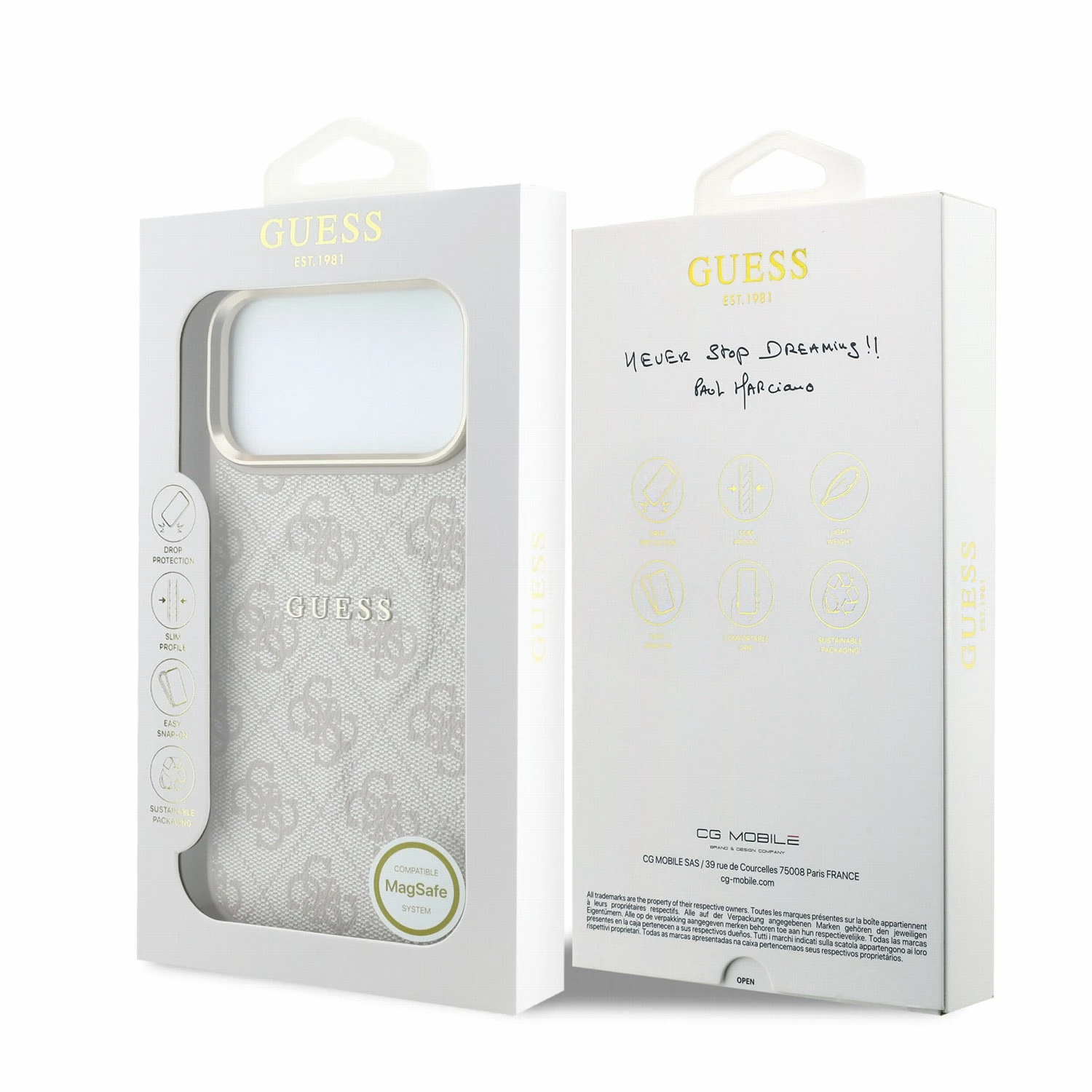 Guess PU Leather 4G Gold Frame Embossed MagSafe Zadní Kryt pro iPhone 18 Pro Max Pink