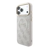 Guess PU Leather 4G Gold Frame Embossed MagSafe Zadní Kryt pro iPhone 18 Pro Pink