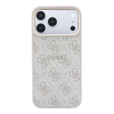 Guess PU Leather 4G Gold Frame Embossed MagSafe Zadní Kryt pro iPhone 18 Pro Pink