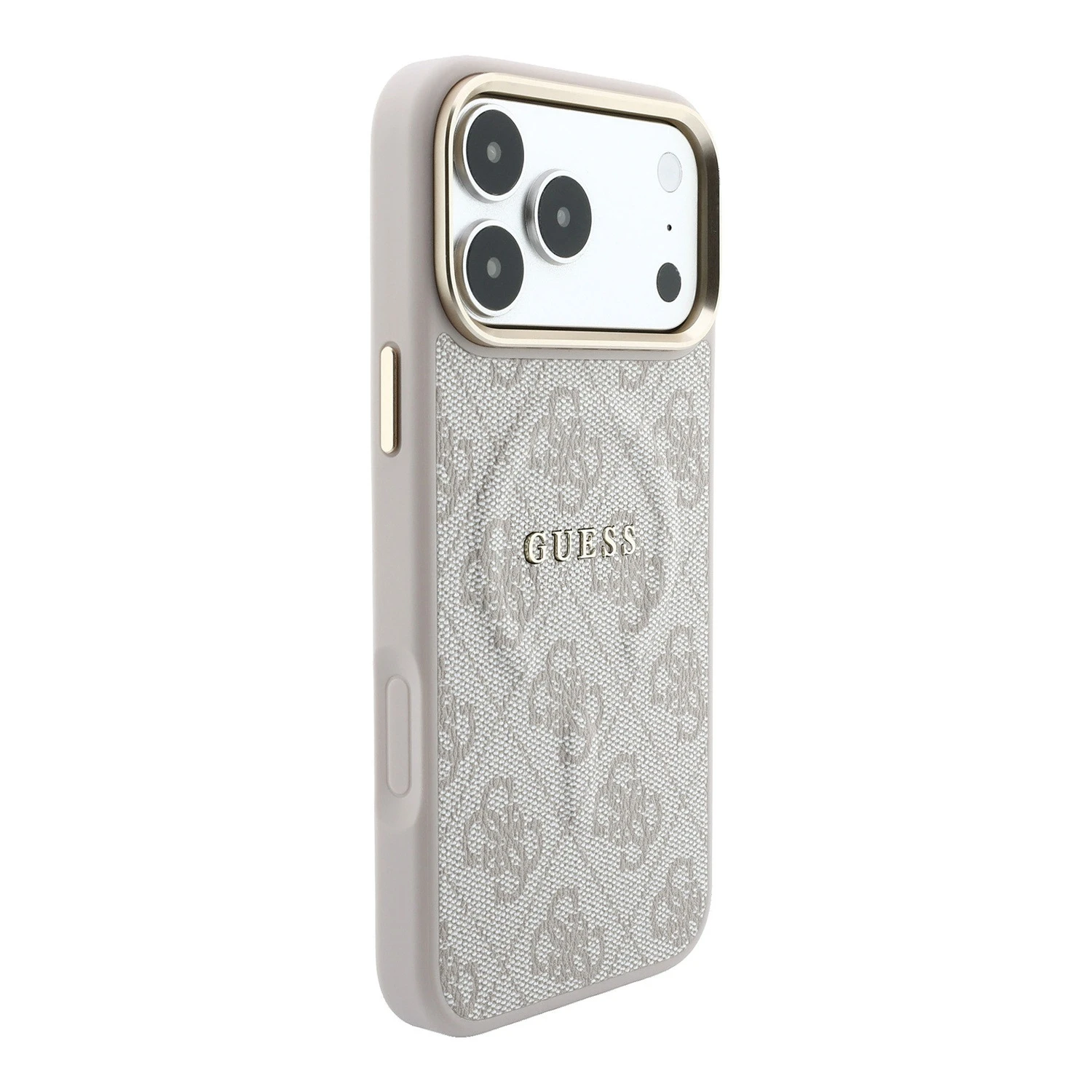 Guess PU Leather 4G Gold Frame Embossed MagSafe Zadní Kryt pro iPhone 18 Pro Pink