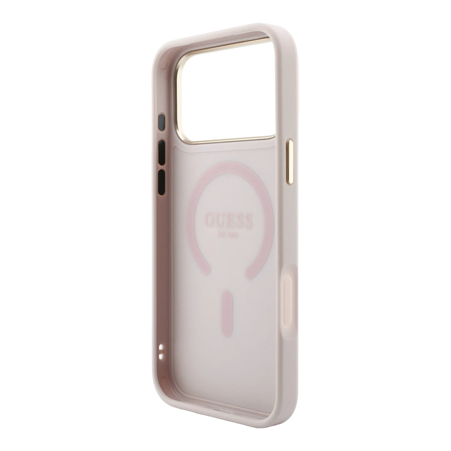 Guess PU Leather 4G Gold Frame Embossed MagSafe Zadní Kryt pro iPhone 18 Pro Pink
