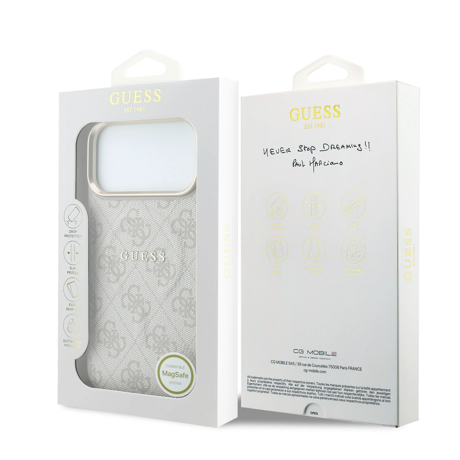 Guess PU Leather 4G Gold Frame Embossed MagSafe Zadní Kryt pro iPhone 18 Pro Pink