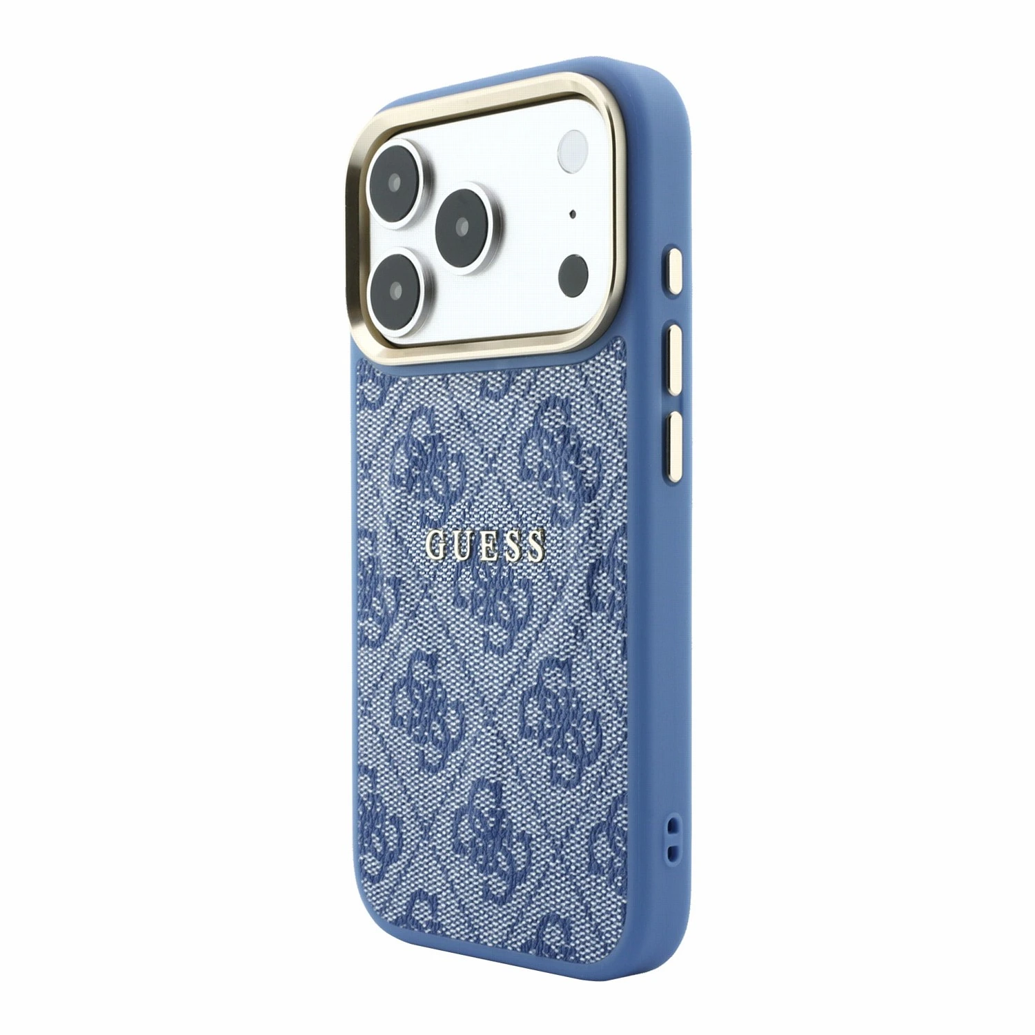 Guess PU Leather 4G Gold Frame Embossed MagSafe Zadní Kryt pro iPhone 18 Pro Max Blue