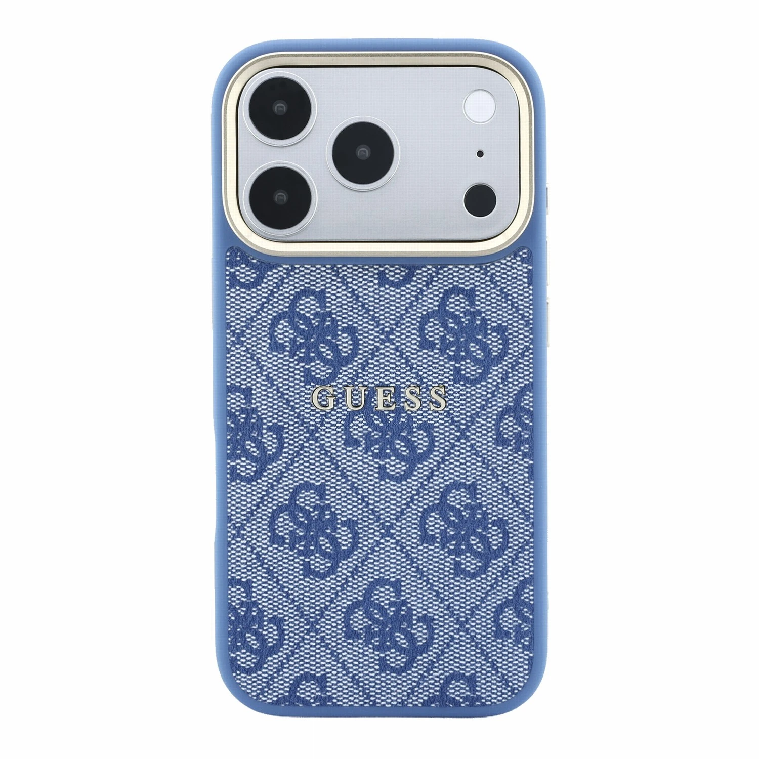 Guess PU Leather 4G Gold Frame Embossed MagSafe Zadní Kryt pro iPhone 18 Pro Max Blue