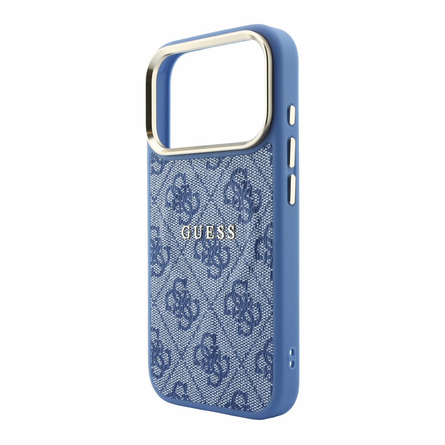 Guess PU Leather 4G Gold Frame Embossed MagSafe Zadní Kryt pro iPhone 18 Pro Blue