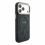Guess PU Leather 4G Gold Frame Embossed MagSafe Zadní Kryt pro iPhone 18 Pro Max Black