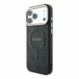 Guess PU Leather 4G Gold Frame Embossed MagSafe Zadní Kryt pro iPhone 18 Pro Black