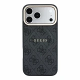 Guess PU Leather 4G Gold Frame Embossed MagSafe Zadní Kryt pro iPhone 18 Pro Black