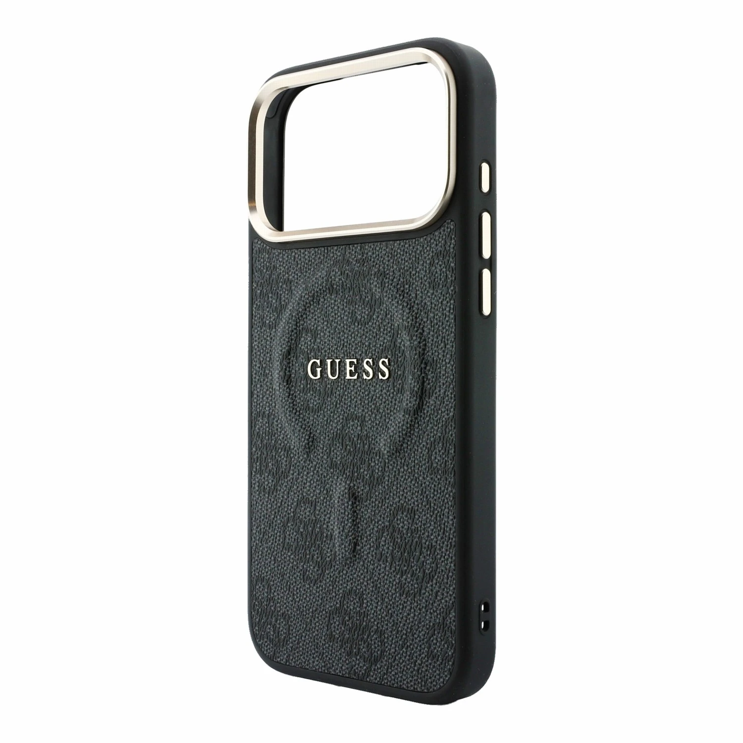 Guess PU Leather 4G Gold Frame Embossed MagSafe Zadní Kryt pro iPhone 18 Pro Black