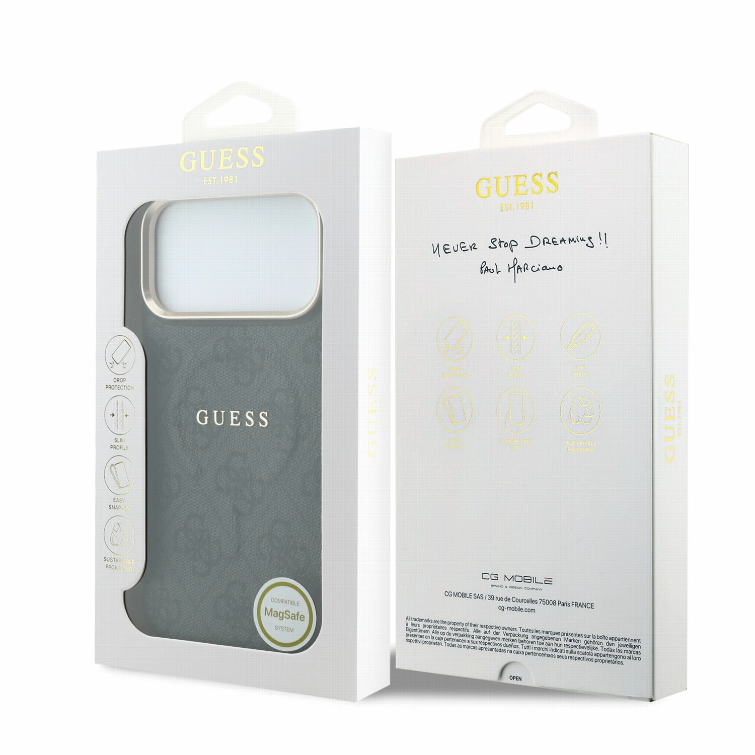 Guess PU Leather 4G Gold Frame Embossed MagSafe Zadní Kryt pro iPhone 18 Pro Black