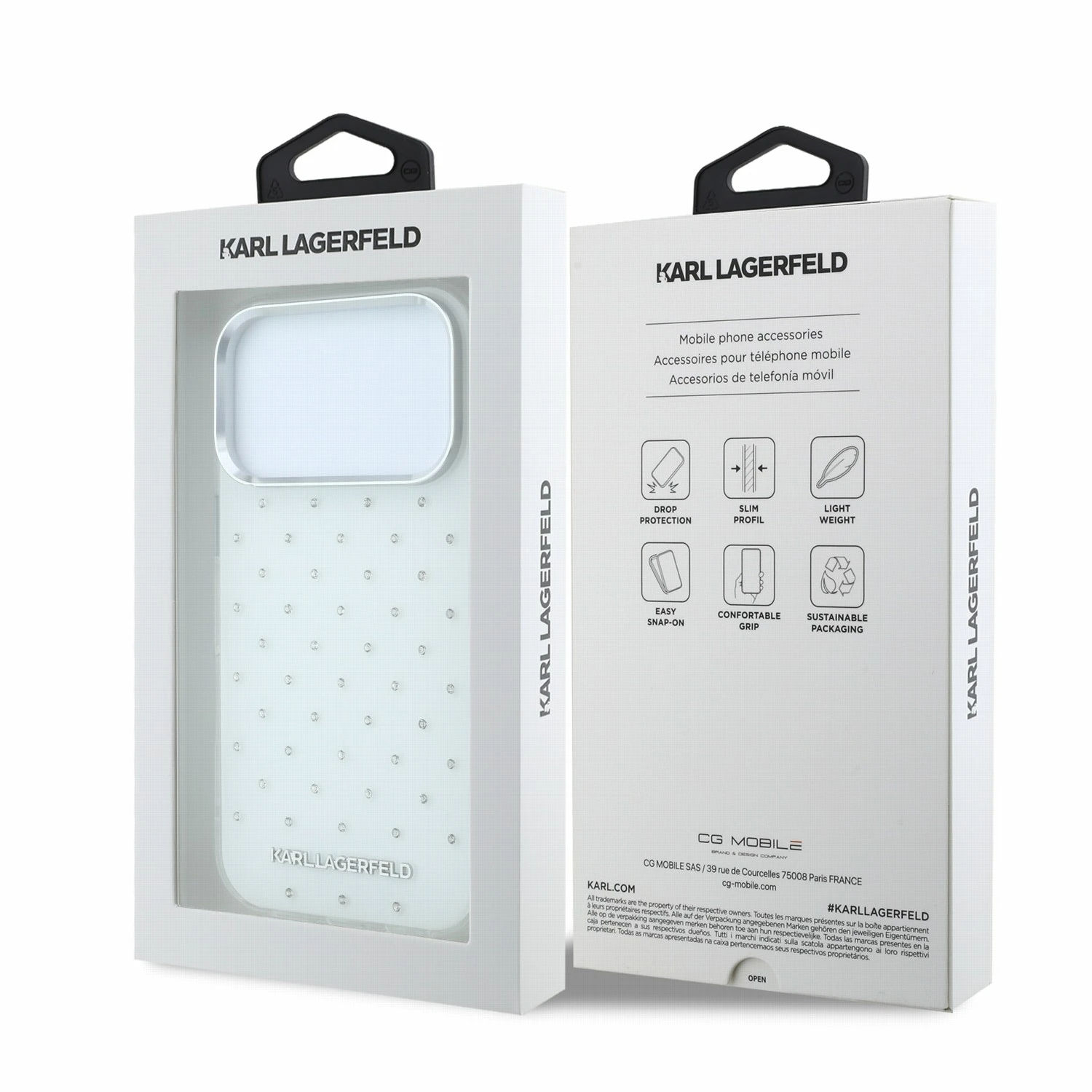 Karl Lagerfeld IML Rhinestones Allover Magsafe Zadní Kryt pro iPhone 18 Pro Max White