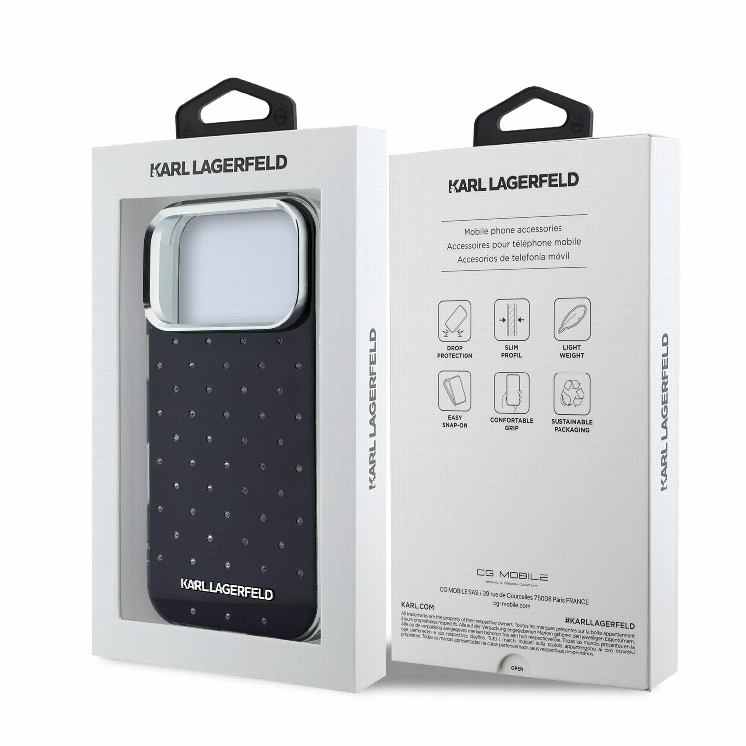 Karl Lagerfeld IML Rhinestones Allover Magsafe Zadní Kryt pro iPhone 18 Pro Max Black