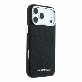 Karl Lagerfeld PU Grained Allover Semi Wrap Magsafe Zadní Kryt pro iPhone 18 Pro Max Black
