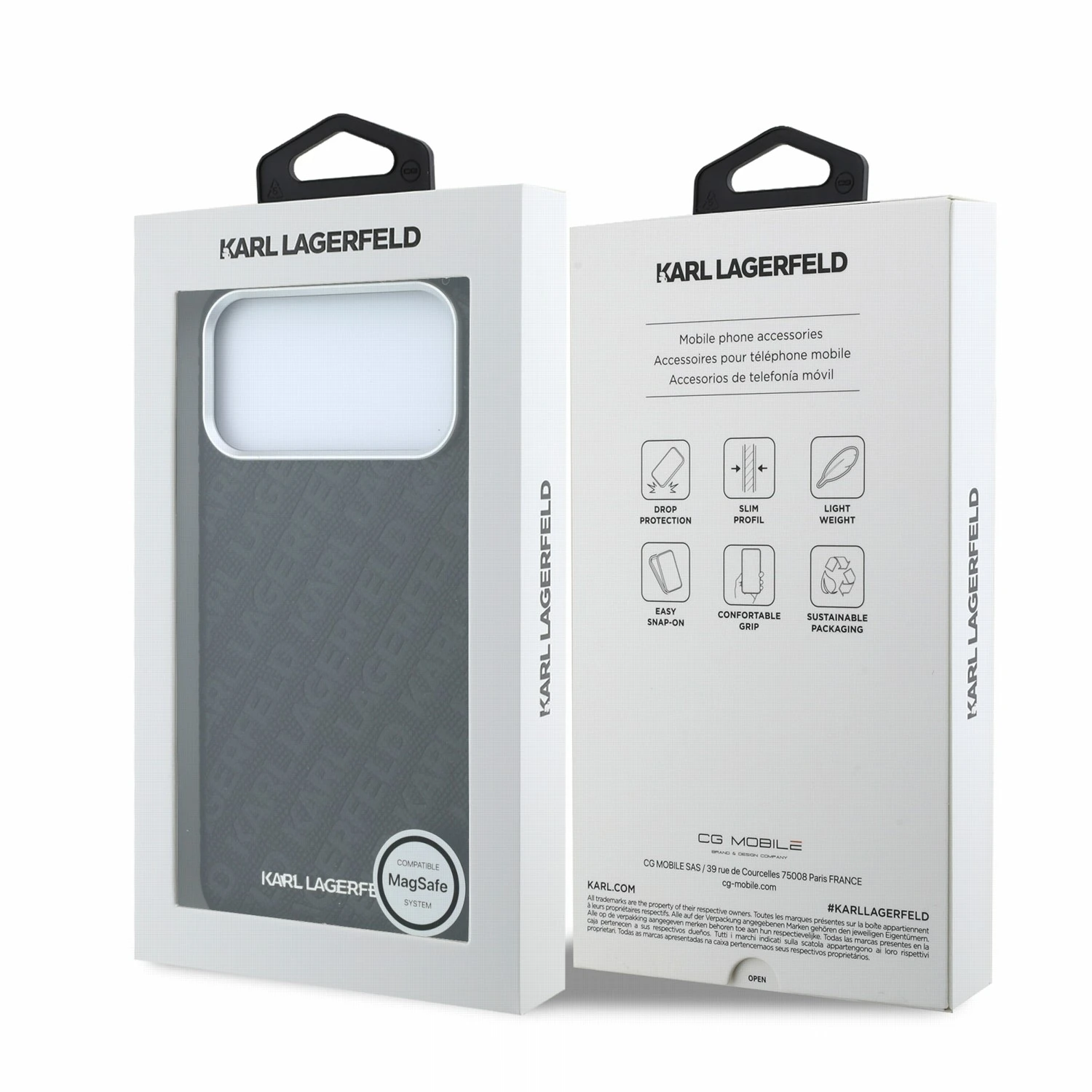 Karl Lagerfeld PU Grained Allover Semi Wrap Magsafe Zadní Kryt pro iPhone 18 Pro Max Black