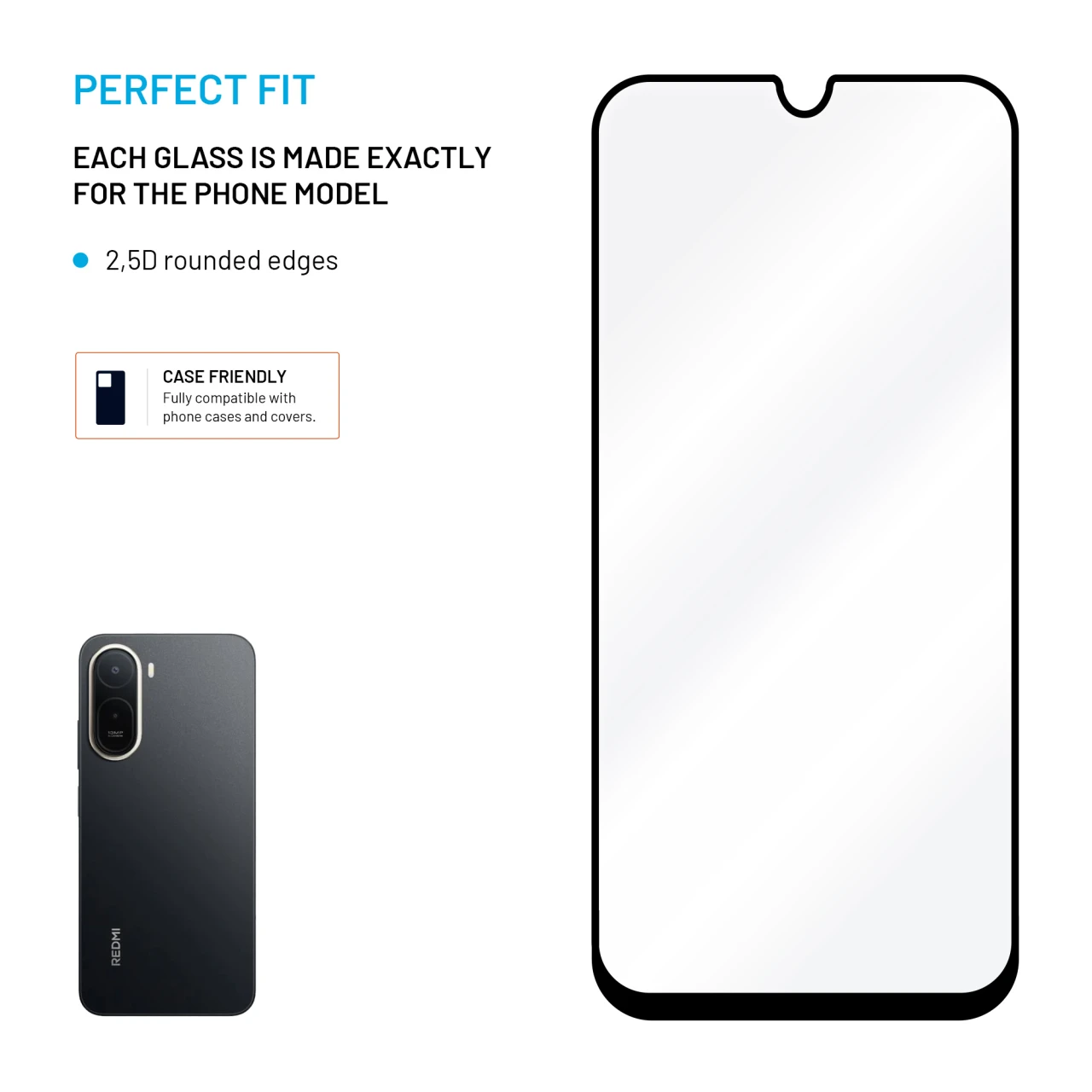 Tvrzené sklo FIXED Full-Cover s aplikátorem pro Xiaomi Redmi A7 Pro 4G, 2ks, černé