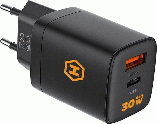 Nabíječka do sítě Hammer RapidCharge Duo 30W, 1xUSB, 1xUSB-C, černá