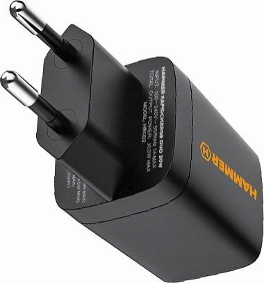 Nabíječka do sítě Hammer RapidCharge Duo 30W, 1xUSB, 1xUSB-C, černá