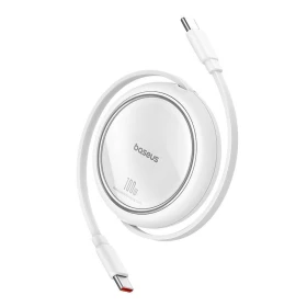 Navíjecí kabel Baseus Free2Draw USB-C/USB-C 1m 100W, bílá