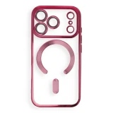 Case for iPhone 17 Pro / 18 Pro Electro Mag Cover compatible with MagSafe dark cherry