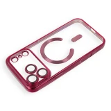 Case for iPhone 17 Pro / 18 Pro Electro Mag Cover compatible with MagSafe dark cherry