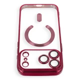 Case for iPhone 17 Pro / 18 Pro Electro Mag Cover compatible with MagSafe dark cherry