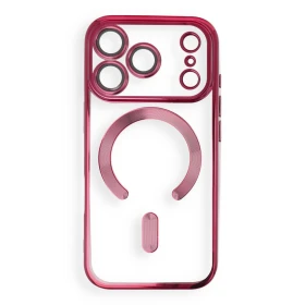 Case for iPhone 17 Pro / 18 Pro Electro Mag Cover compatible with MagSafe dark cherry
