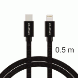 DATOVÝ KABEL SWISSTEN TEXTILE USB-C / LIGHTNING 0,5 M, ČERNÁ