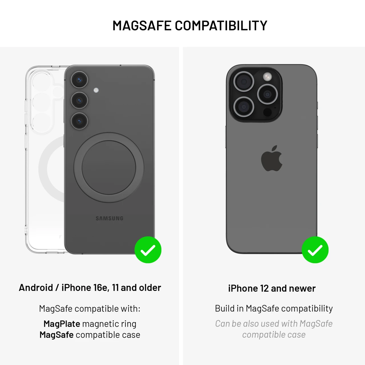 Držák s bezdrátovým nabíjením FIXED MagClick 2 s podporou MagSafe, 15W, Qi2, černá