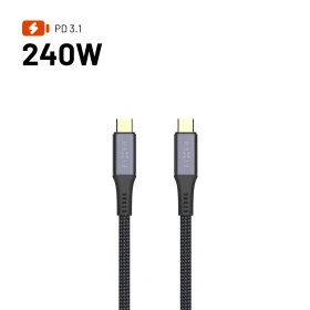 FIXED Media Cable USB-C/USB-C, PD 3.1, 2m, USB4 Gen3 40Gbps, 8K60Hz, 240W, čierna