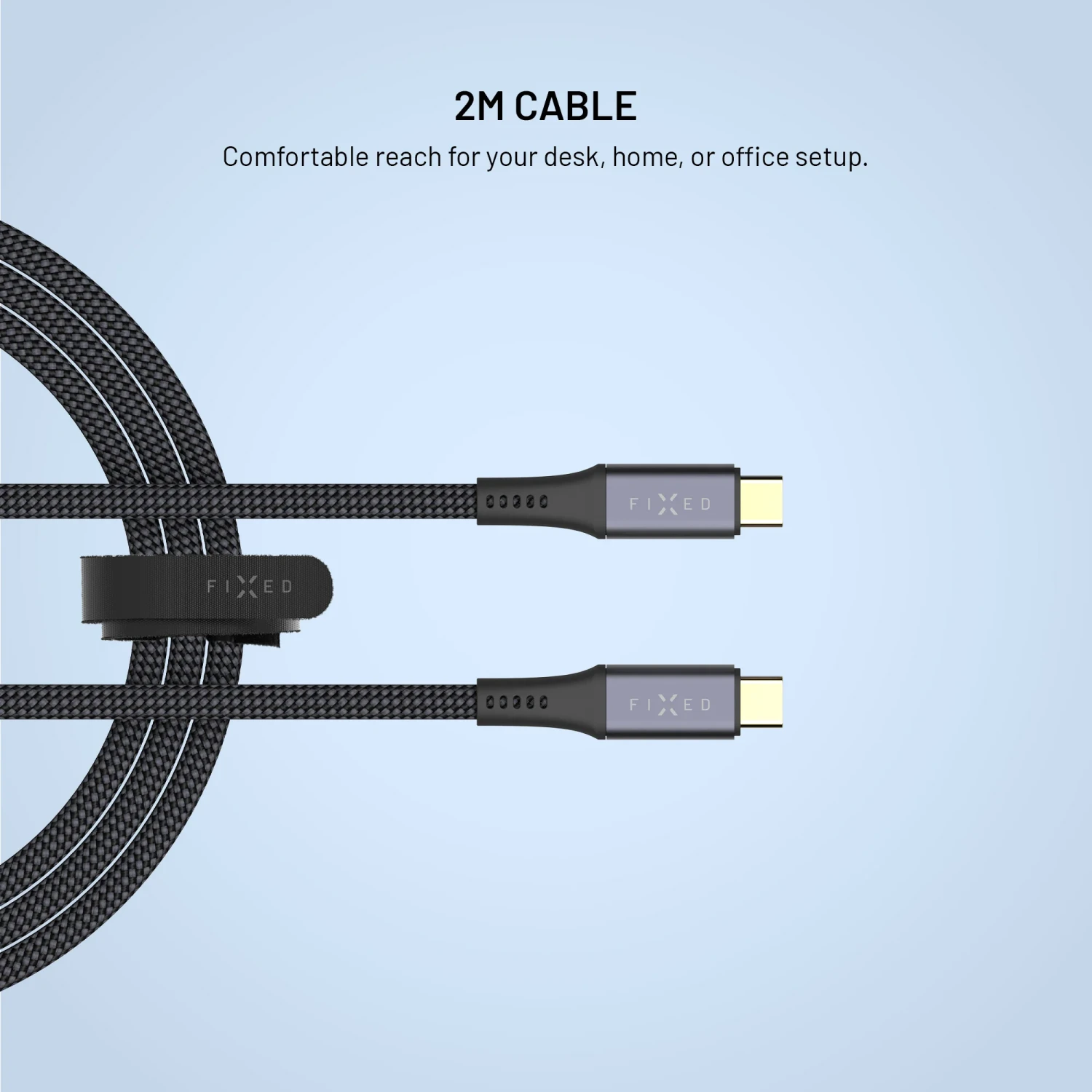 FIXED Media Cable USB-C/USB-C, PD 3.1, 2m, USB4 Gen3 40Gbps, 8K60Hz, 240W, černá