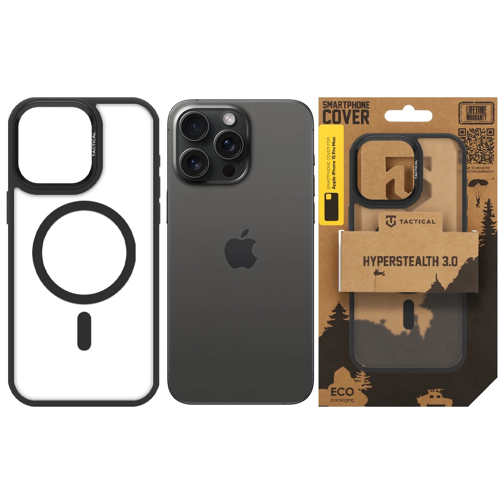 Tactical MagForce Hyperstealth 3.0 Kryt pro Apple iPhone 15 Pro Max Asphalt
