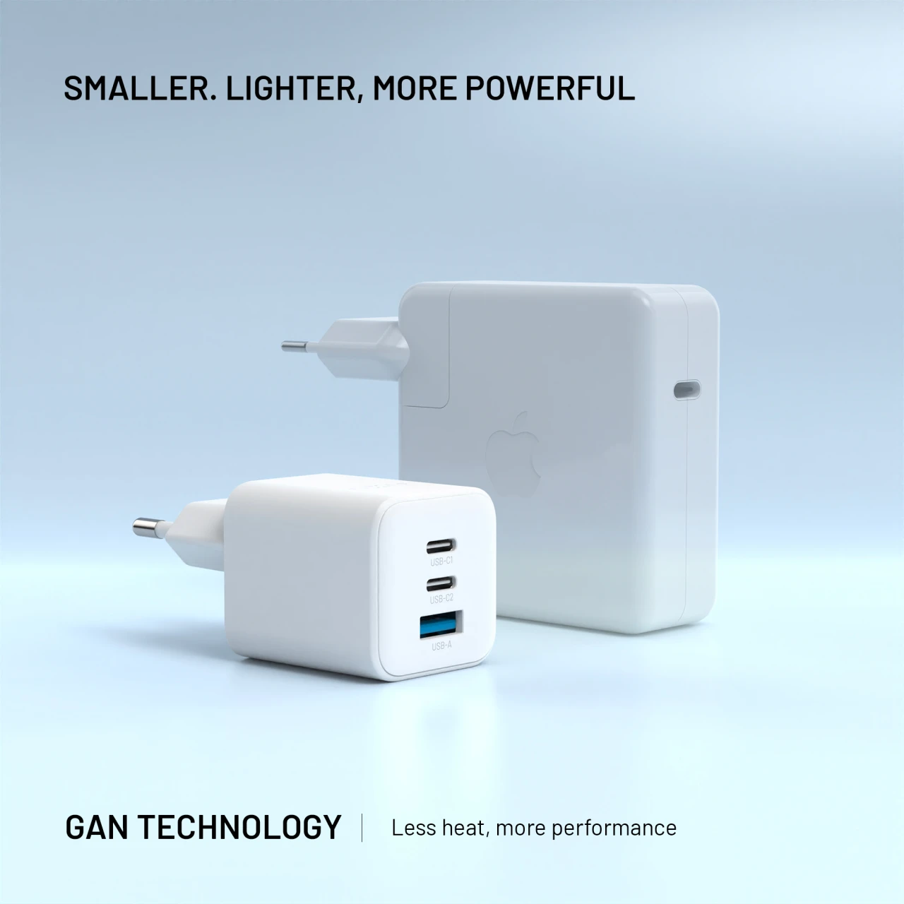 Síťová GaN nabíječka FIXED Mini s 2xUSB-C a USB výstupem, podpora PD, 65W, bílá