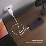 FIXED Mini GaN s USB-C a USB výstupem a podporou PD, 45W, bílá