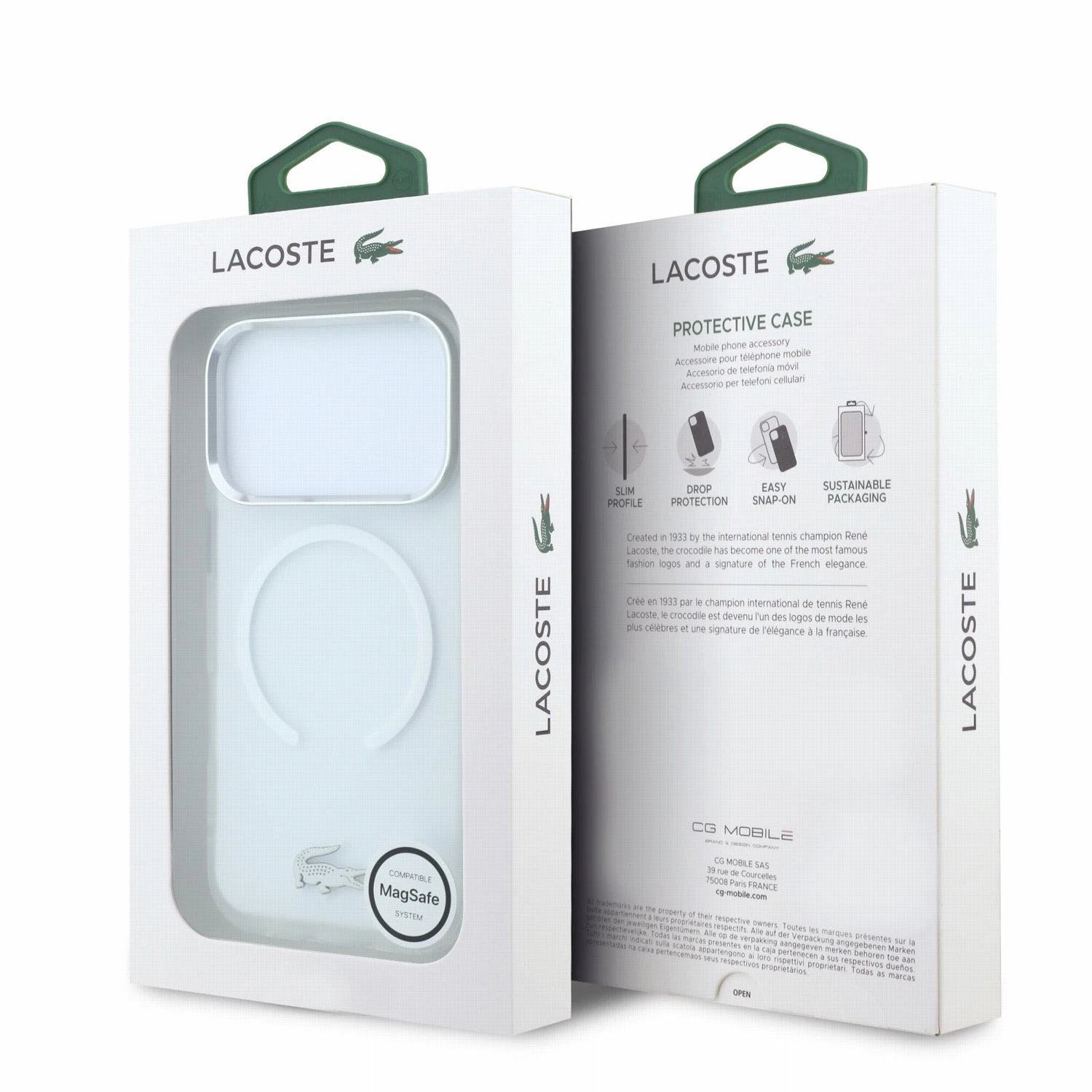 Lacoste IML Frosted Petit Pique Metal Logo MagSafe Zadní Kryt pro iPhone 18 Pro Transparent