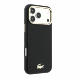 Lacoste PU Leather Champs Elysees Gold Logo MagSafe Zadní Kryt pro iPhone 18 Pro Max Black