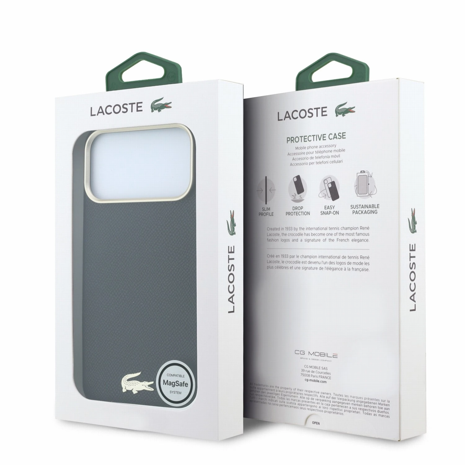 Lacoste PU Leather Champs Elysees Gold Logo MagSafe Zadní Kryt pro iPhone 18 Pro Max Black