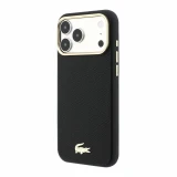 Lacoste PU Leather Champs Elysees Gold Logo MagSafe Zadní Kryt pro iPhone 18 Pro Black