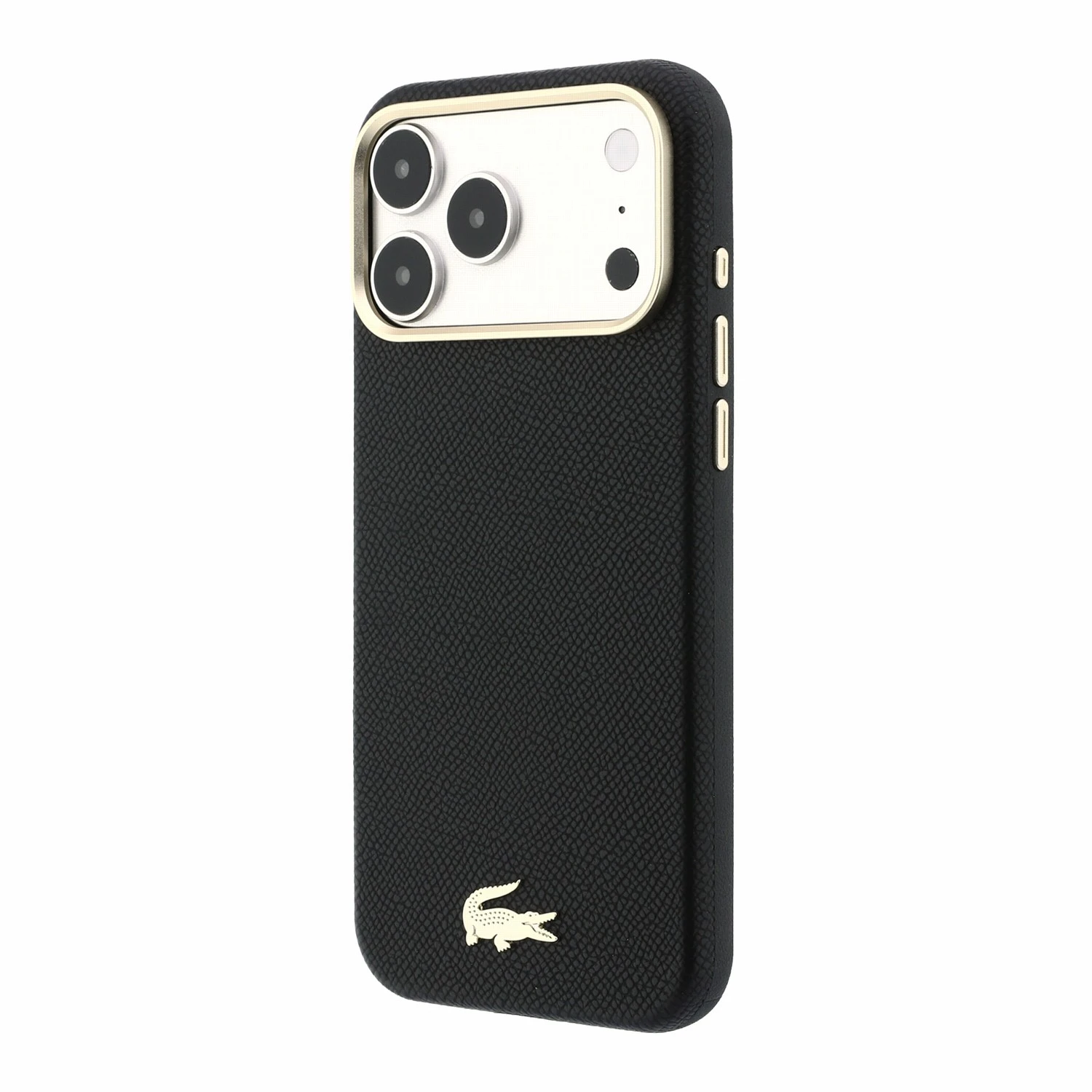 Lacoste PU Leather Champs Elysees Gold Logo MagSafe Zadní Kryt pro iPhone 18 Pro Black