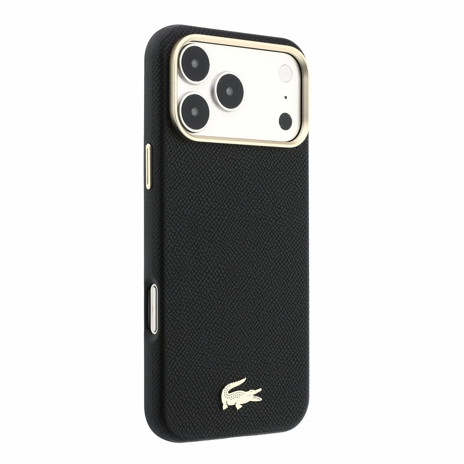Lacoste PU Leather Champs Elysees Gold Logo MagSafe Zadní Kryt pro iPhone 18 Pro Black