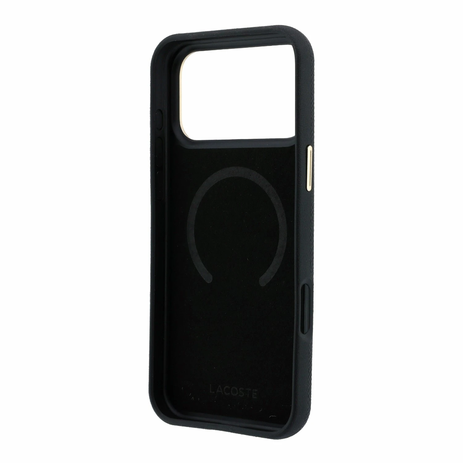 Lacoste PU Leather Champs Elysees Gold Logo MagSafe Zadní Kryt pro iPhone 18 Pro Black