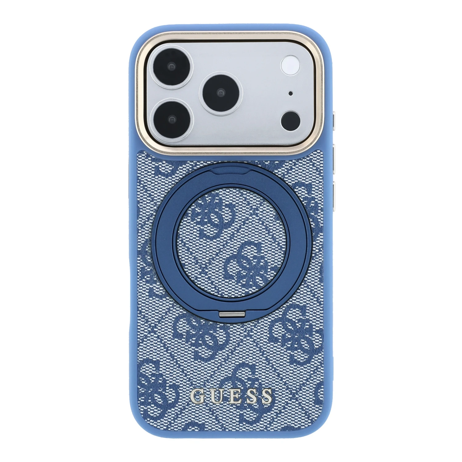 Guess PU 4G Ring Stand MagSafe Zadní Kryt pro iPhone 18 Pro Blue