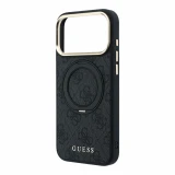 Guess PU 4G Ring Stand MagSafe Zadní Kryt pro iPhone 18 Pro Max Black