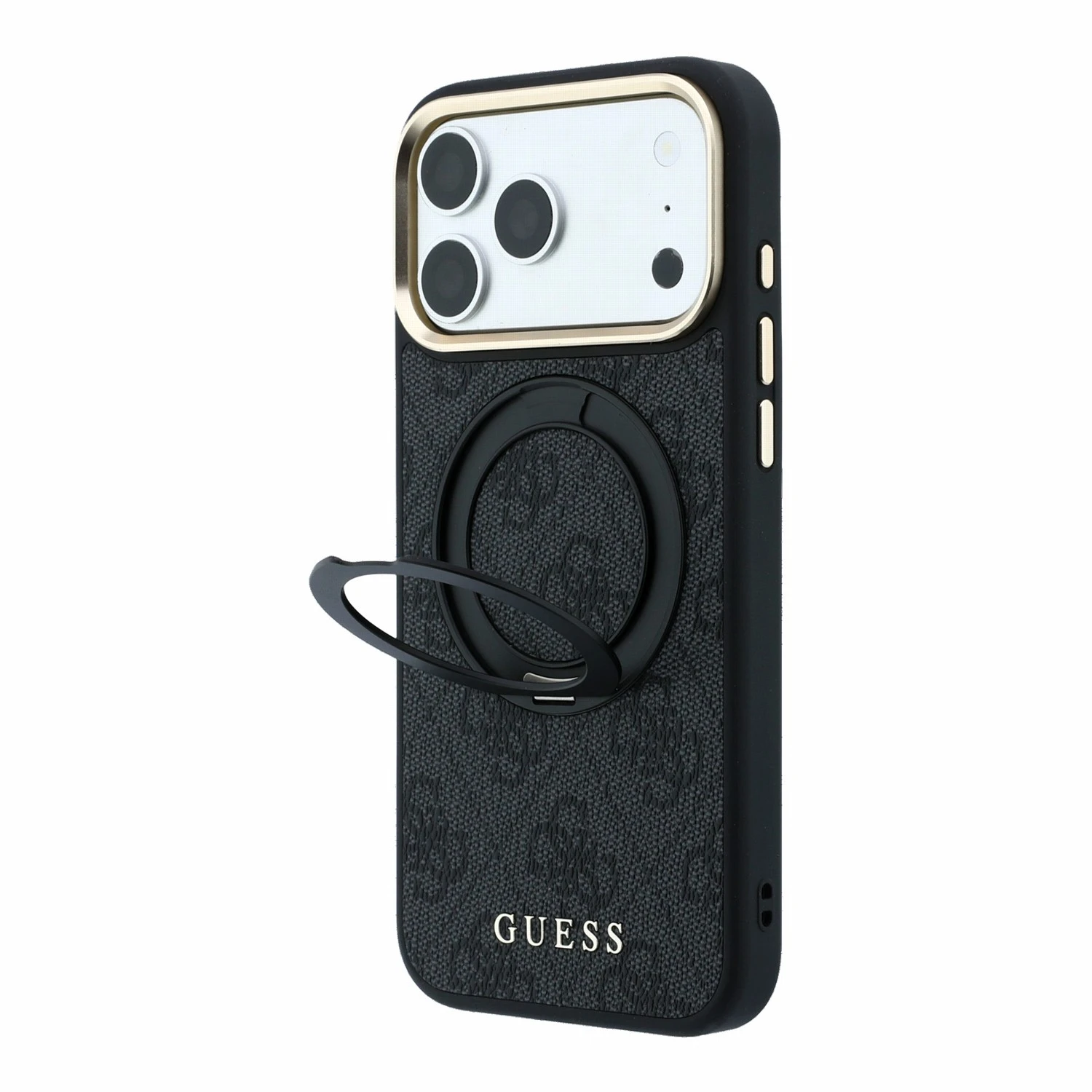 Guess PU 4G Ring Stand MagSafe Zadní Kryt pro iPhone 18 Pro Max Black