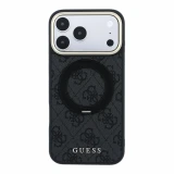 Guess PU 4G Ring Stand MagSafe Zadní Kryt pro iPhone 18 Pro Black