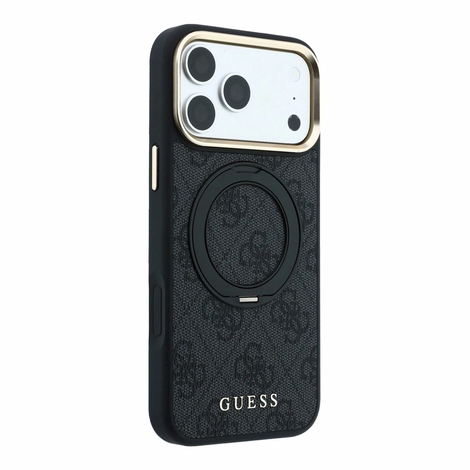 Guess PU 4G Ring Stand MagSafe Zadní Kryt pro iPhone 18 Pro Black