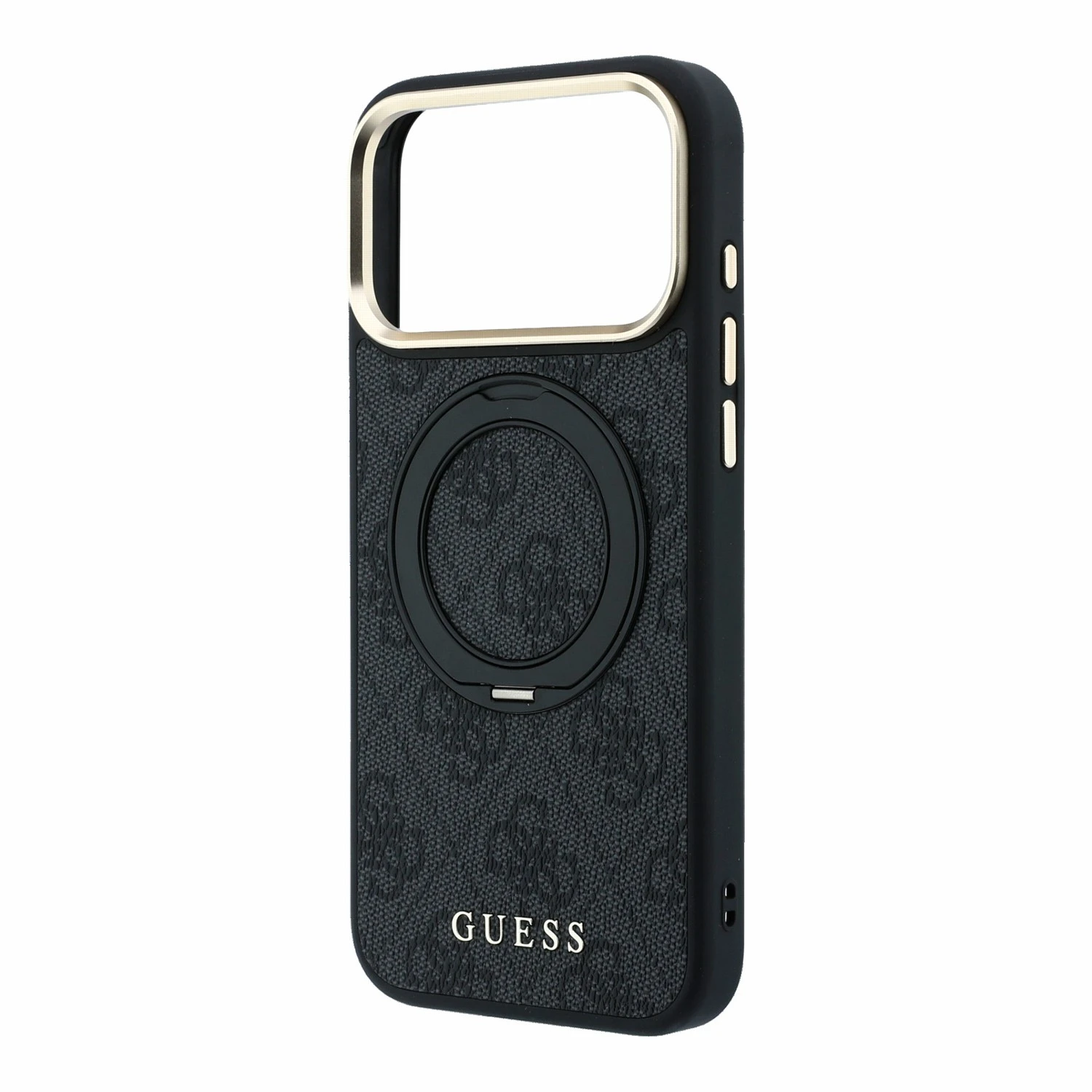 Guess PU 4G Ring Stand MagSafe Zadní Kryt pro iPhone 18 Pro Black