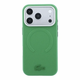 Lacoste PVC Petit Pique Semi Wrap Embossed MagSafe Zadní Kryt pro iPhone 18 Pro Max Estragon