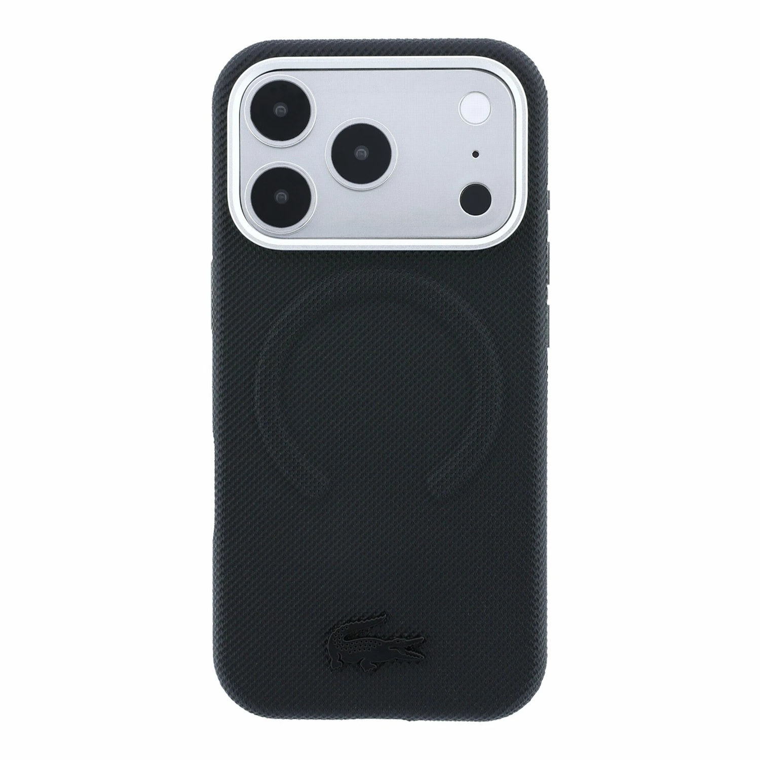 Lacoste PVC Petit Pique Semi Wrap Embossed MagSafe Zadní Kryt pro iPhone 18 Pro Max Black