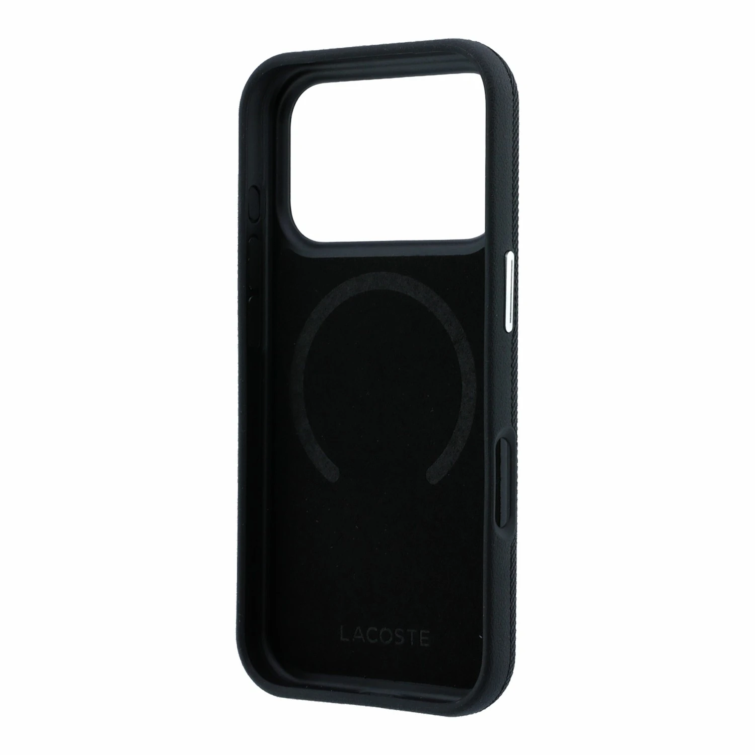 Lacoste PVC Petit Pique Semi Wrap Embossed MagSafe Zadní Kryt pro iPhone 18 Pro Max Black